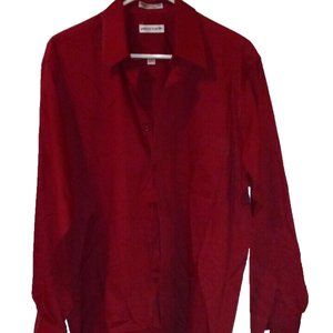 pierre cardin mens dress shirt burgandy 34/35 XL Button front long sleeve